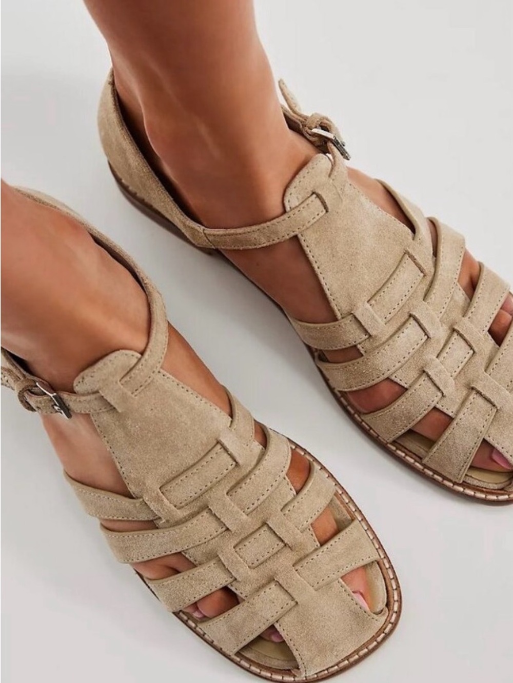 Free People Beige Suede Fisherman Sandals - Picture 2 of 9